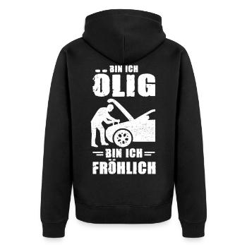 Am I Oily I Am Happy Car Mechanic - Unisex Premium Organic Zip Hoodie - black - Back - Nico (187cm)