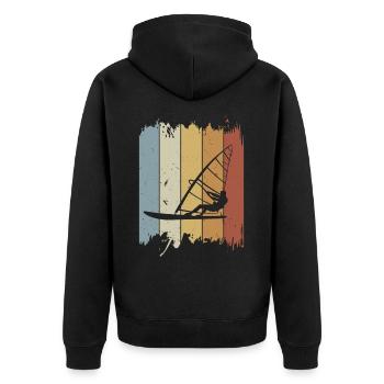 Windsurfen Retro Windsurf Wassersport Surf Vintage - Unisex Premium Bio Zip Hoodie - Schwarz - Hinten - Nico (187cm)