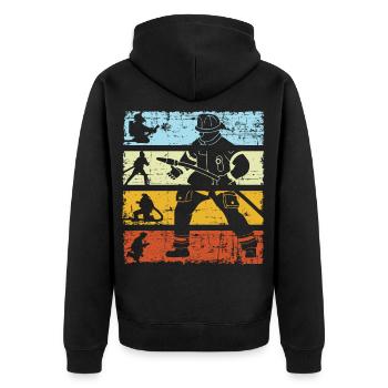 Firefighter Firefighter Firefighter Retro - Unisex Premium Organic Zip Hoodie - black - Back - Nico (187cm)