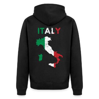 Italien Italy Meisterschaft Fußball 2021 - Unisex Premium Bio Zip Hoodie - Schwarz - Hinten - Nico (187cm)