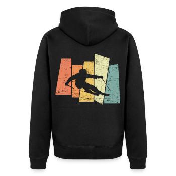Vintage Retro ski cadeau pour les skieurs - Veste à capuche bio Premium Unisexe - noir - Dos - Nico (187cm)