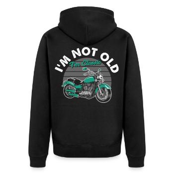 i m not old i m classic - Veste à capuche bio Premium Unisexe - noir - Dos - Nico (187cm)