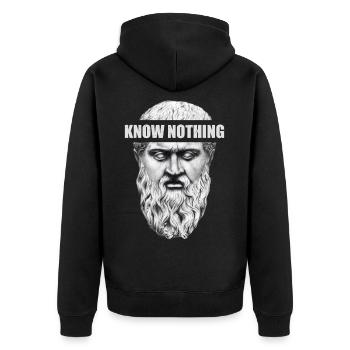 Plato Socrates Aristotle Know Nothing Philosophy - Unisex Premium Organic Zip Hoodie - black - Back - Nico (187cm)