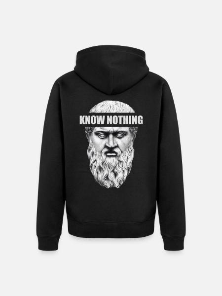 Plato Sokrates Aristotle Know Nothing Philosophie - Premium økologisk unisex-hættejakke - sort
