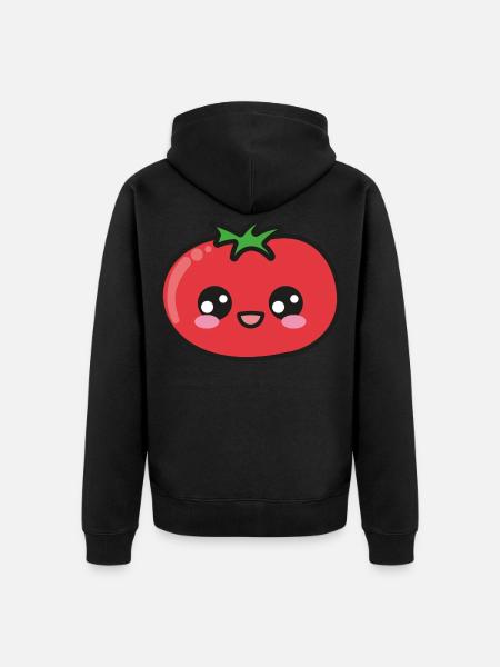 Tomato Cute Kawaii - Unisex Premium Organic Zip Hoodie - black