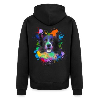 Border Collie Chien amoureux des animaux Chiens Peinture à l’eau - Veste à capuche bio Premium Unisexe - noir - Dos - Nico (187cm)