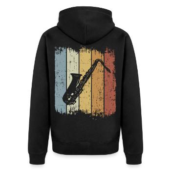 Retro Saxophone Musician Saxophonist Jazz Music - Unisex Premium Bio Zip Hoodie - Schwarz - Hinten - Nico (187cm)