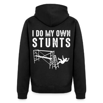 Scaffolding I Do My Own Stunts Scaffolding - Unisex Premium Organic Zip Hoodie - black - Back - Nico (187cm)