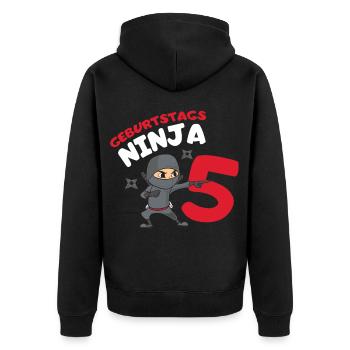 5. Geburtstag Ninja 5 Jahre Ninja Kostüm - Unisex Premium Bio Zip Hoodie - Schwarz - Hinten - Nico (187cm)