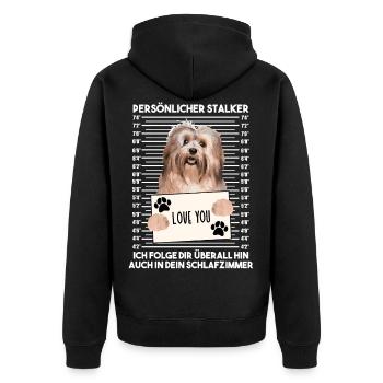 Havaneser Persönlicher Stalker Hunde Besitzer - Unisex Premium Bio Zip Hoodie - Schwarz - Hinten - Nico (187cm)