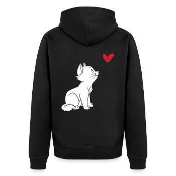 Cat Heart - Cute cat apparel for cat lovers - Unisex Premium Bio Zip Hoodie - Schwarz - Hinten - Nico (187cm)