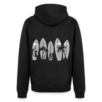 Surfing Surfboard Vintage Retro Surfboarder Surfer - Unisex Premium Bio Zip Hoodie - Schwarz - Hinten - Nico (187cm)
