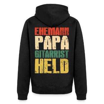 Ehemann Papa Gitarrist Held Gitarrenspieler Papa - Unisex Premium Bio Zip Hoodie - Schwarz - Hinten - Nico (187cm)