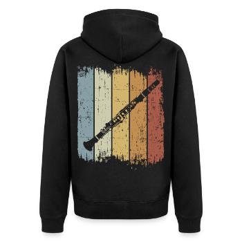 Retro Clarinet Vintage Musician Clarinetist Music - Unisex Premium Organic Zip Hoodie - black - Back - Nico (187cm)