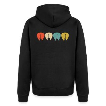 Guitar plectrum for guitarists guitarist retro - Unisex Premium Organic Zip Hoodie - black - Back - Nico (187cm)