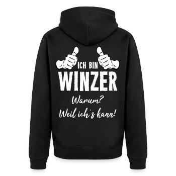 Winzer - Unisex Premium Bio Zip Hoodie - Schwarz - Hinten - Nico (187cm)