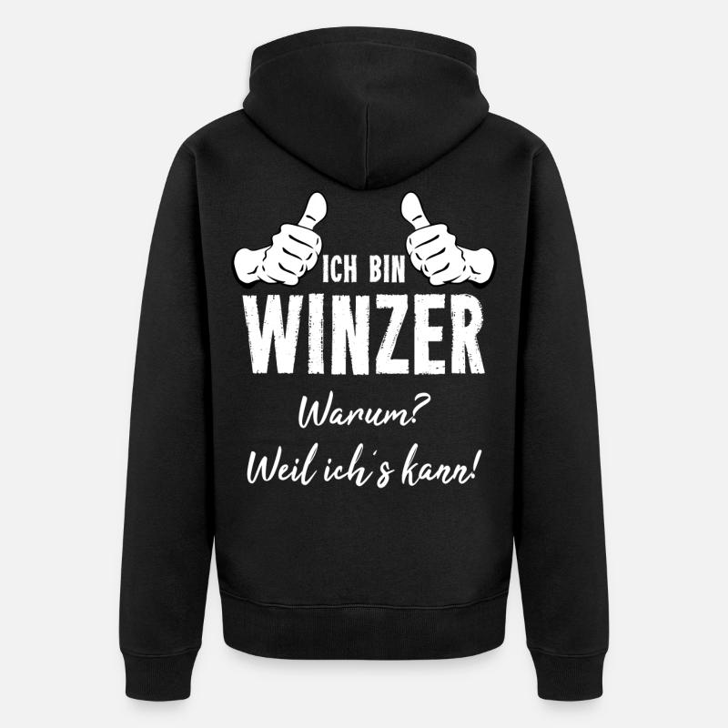 Winzer - Unisex Premium Bio Zip Hoodie - Schwarz