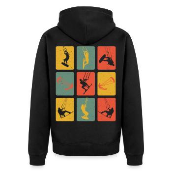 Retro Kite Surfer Kitsurfing Kiter Wassersport - Unisex Premium Bio Zip Hoodie - Schwarz - Hinten - Nico (187cm)