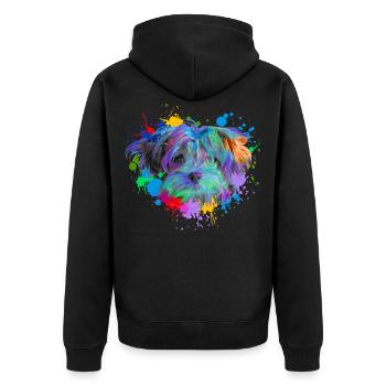Bolonka Dog Animal Lover Dogs Watercolor Water Art - Unisex Premium Organic Zip Hoodie - black - Back - Nico (187cm)