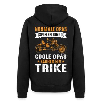 Normale Opas spielen Bingo Trike Fahrer Dreirad - Unisex Premium Bio Zip Hoodie - Schwarz - Hinten - Nico (187cm)