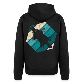 Retro Schnabeltier Vintage Platypus - Unisex Premium Bio Zip Hoodie - Schwarz - Hinten - Nico (187cm)