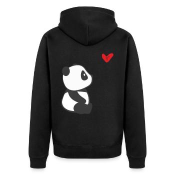 Panda With Heart - Funny Panda Bear Panda Costume - Unisex Premium Organic Zip Hoodie - black - Back - Nico (187cm)