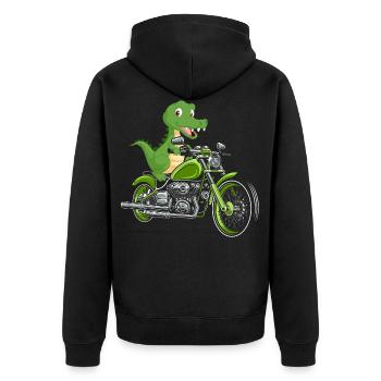 Crocodile Motorcycle Bike Alligator Biker - Unisex Premium Organic Zip Hoodie - black - Back - Nico (187cm)