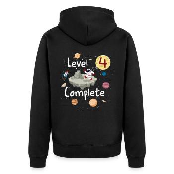 Astronaut 4th Birthday Level 4 Complete Space 4 - Unisex Premium Bio Zip Hoodie - Schwarz - Hinten - Nico (187cm)