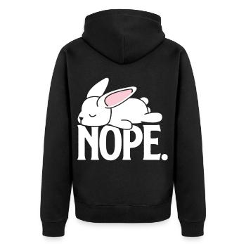Nope Lazy Rabbit Funny Cute Rabbit Sleeping Rabbit - Unisex Premium Organic Zip Hoodie - black - Back - Nico (187cm)