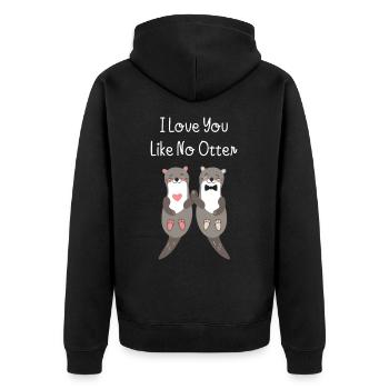 I love you like no otter Partner Liebe Freund - Unisex Premium Bio Zip Hoodie - Schwarz - Hinten - Nico (187cm)