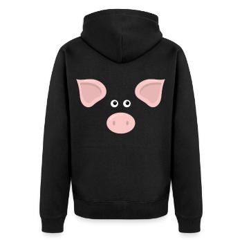 Schwein Gesicht Kostüm Geschenk - Unisex Premium Bio Zip Hoodie - Schwarz - Hinten - Nico (187cm)