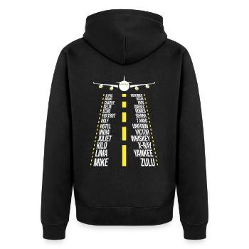 Pilot Airplane Alphabet - Phonetic Alphabet - Unisex Premium Organic Zip Hoodie - black - Back - Nico (187cm)