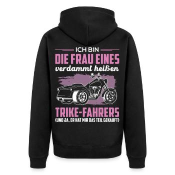 Trike Dreirad Trikefahrerin Spruch Motorradfahrer - Unisex Premium Bio Zip Hoodie - Schwarz - Hinten - Nico (187cm)
