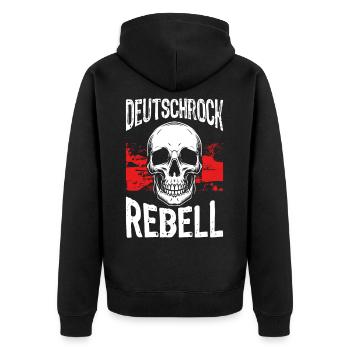 Deutschrock Rebell - Unisex Premium Bio Zip Hoodie - Schwarz - Hinten - Nico (187cm)