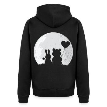 Rabbit Bear Love Couple Valentine's Rabbit Lover - Unisex Premium Bio Zip Hoodie - Schwarz - Hinten - Nico (187cm)