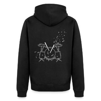 Drum Music Notes Musical Instrument Drum Notes - Veste à capuche bio Premium Unisexe - noir - Dos - Nico (187cm)