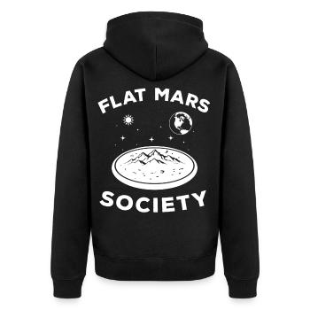 Flat Mars Society Globus Planet Flache Erde - Unisex Premium Bio Zip Hoodie - Schwarz - Hinten - Nico (187cm)