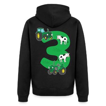 Birthday 3 years tractor farmer 3rd birthday - Unisex Premium Bio Zip Hoodie - Schwarz - Hinten - Nico (187cm)