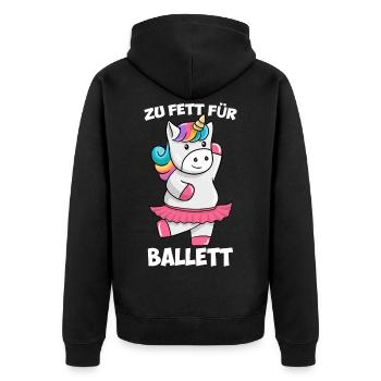 Zu Fett für Ballett Dickes Einhorn Unicorn Tutu - Unisex Premium Bio Zip Hoodie - Schwarz - Hinten - Nico (187cm)