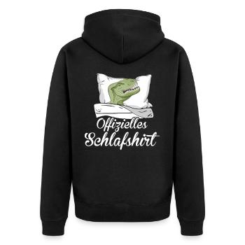 Offizielles Schlafshirt Schlafanzug Dino T-Rex - Unisex Premium Bio Zip Hoodie - Schwarz - Hinten - Nico (187cm)