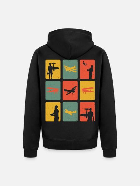Retro Modellflug Modellflieger Modellflugzeug - Unisex Premium Bio Zip Hoodie - Schwarz