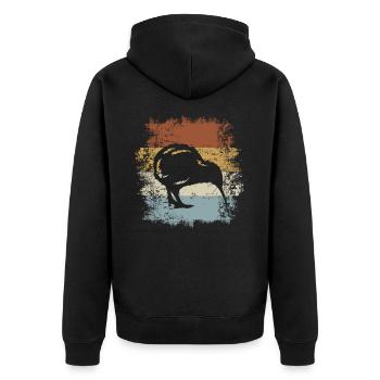 Kiwi Oiseau Vintage Kiwi Oiseau Vintage - Veste à capuche bio Premium Unisexe - noir - Dos - Nico (187cm)