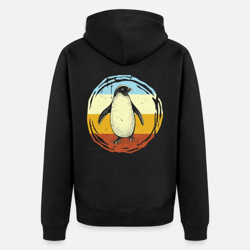 Retro Penguin - Veste à capuche bio Premium Unisexe - noir