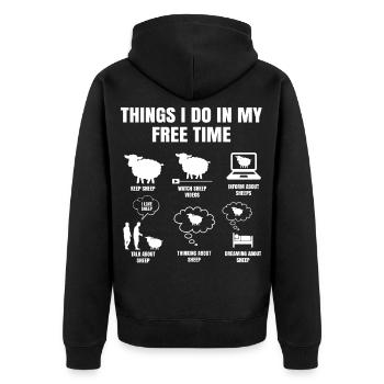 Things I Do In My Time Schafe Halten Schaf - Unisex Premium Bio Zip Hoodie - Schwarz - Hinten - Nico (187cm)