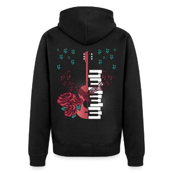 E Guitar Music Notes Piano Keys Red Roses Flower - Veste à capuche bio Premium Unisexe - noir - Dos - Nico (187cm)
