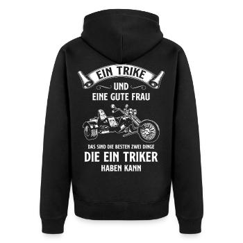 Ein Trike und eine Gute Frau sind die Besten Dinge - Unisex Premium Bio Zip Hoodie - Schwarz - Hinten - Nico (187cm)