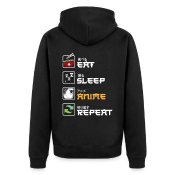Eat Sleep Anime Repeat Kawaii Japanisch Manga Fan - Unisex Premium Bio Zip Hoodie - Schwarz - Hinten - Nico (187cm)