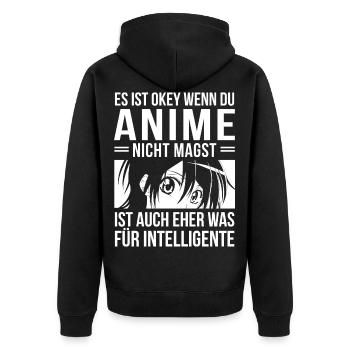 Es ist okey wenn du Anime nicht magst Otaku - Unisex Premium Bio Zip Hoodie - Schwarz - Hinten - Nico (187cm)
