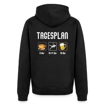 Tauchen Tagesplan - Unisex Premium Bio Zip Hoodie - Schwarz - Hinten - Nico (187cm)