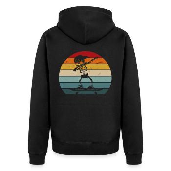 Vintage Dabbing Skateboarder Skelett Skater - Unisex Premium Bio Zip Hoodie - Schwarz - Hinten - Nico (187cm)